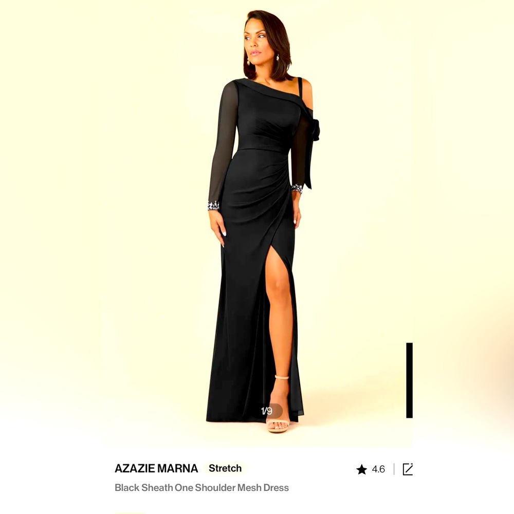 Azazie Black One Shoulder Wedding Dress